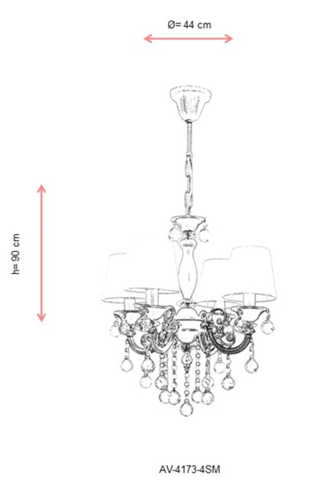 Salto Klasik Avize E14 24W 44cm Metal Sarı Avonni-AV-4173-4SM