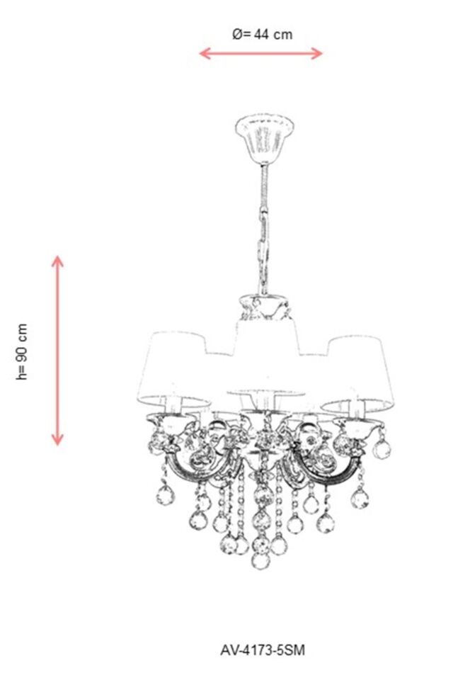 Salto Klasik Avize E14 30W 44cm Metal Sarı Avonni-AV-4173-5SM