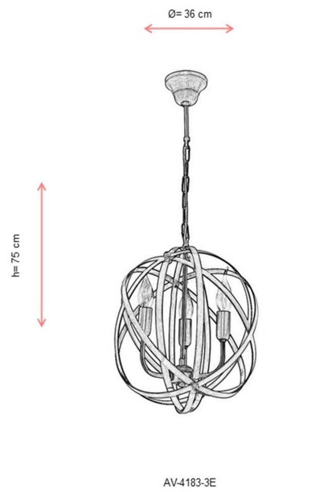 Sımona Modern Avize E14 18W 36cm Metal Eskitme Avonni-AV-4183-3E