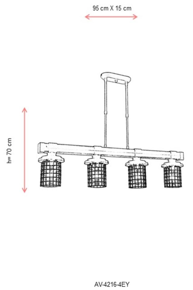 Sığınak Modern Avize E27 48W 95x15cm Metal Eskitme Avonni-AV-4216-4EY
