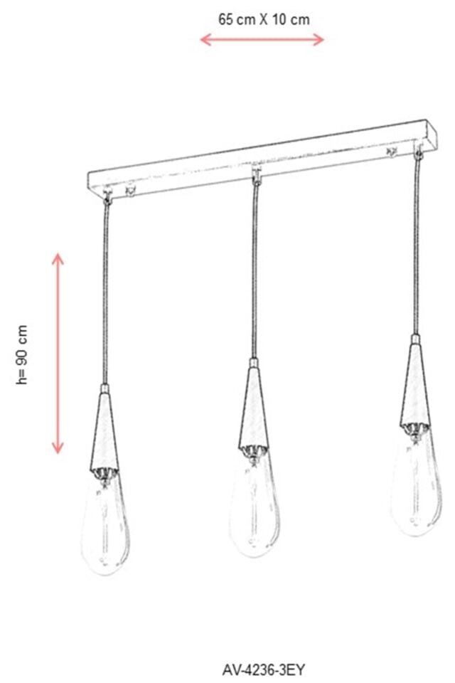 Zümre Modern Avize E14 18W 65x10cm Metal Eskitme Avonni-AV-4236-3EY