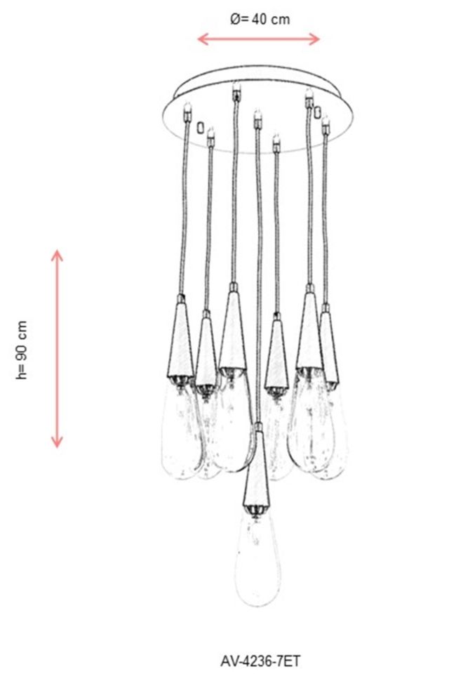 Zümre Modern Avize E14 42W 40cm Metal Eskitme Avonni-AV-4236-7ET