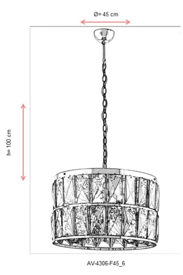 Asel Klasik Avize E14 36W 45cm Metal Siyah Avonni-AV-4306-F45