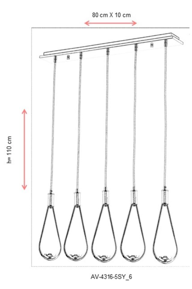 Drop Modern Avize G9 25W 80x10cm Metal Sarı Avonni-AV-4316-5SY