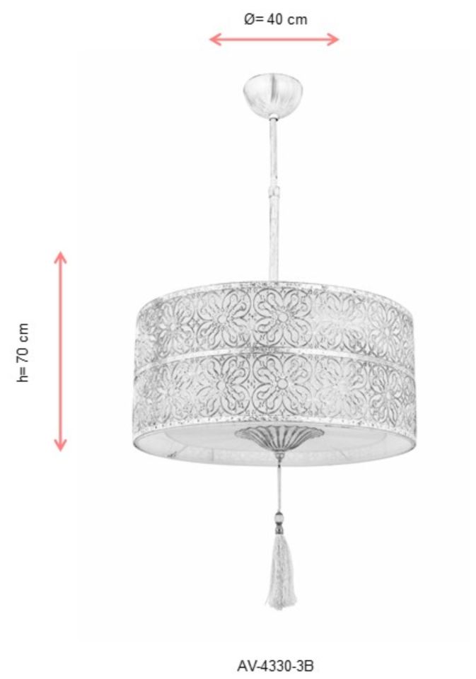 Meryem Modern Avize E27 36W 40cm Metal Beyaz Patina Avonni-AV-4330-3B