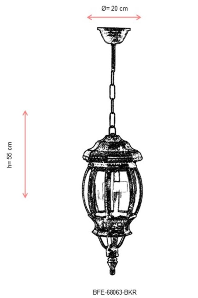 Bahçe Fenerleri E27 12W 20cm Alüminyum Kahverengi Dorbien-BFE-68063-BKR