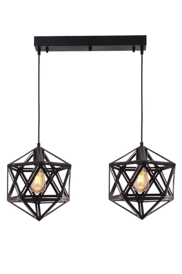 Astral Modern Avize E27 24W 45x25cm Metal Siyah Avonni-AV-65032-2Y-BSY
