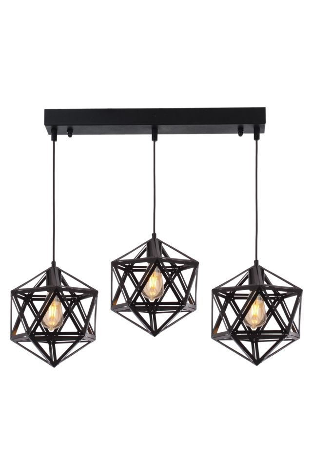 Astral Modern Avize E27 36W 65x25cm Metal Siyah Avonni-AV-65032-3Y-BSY