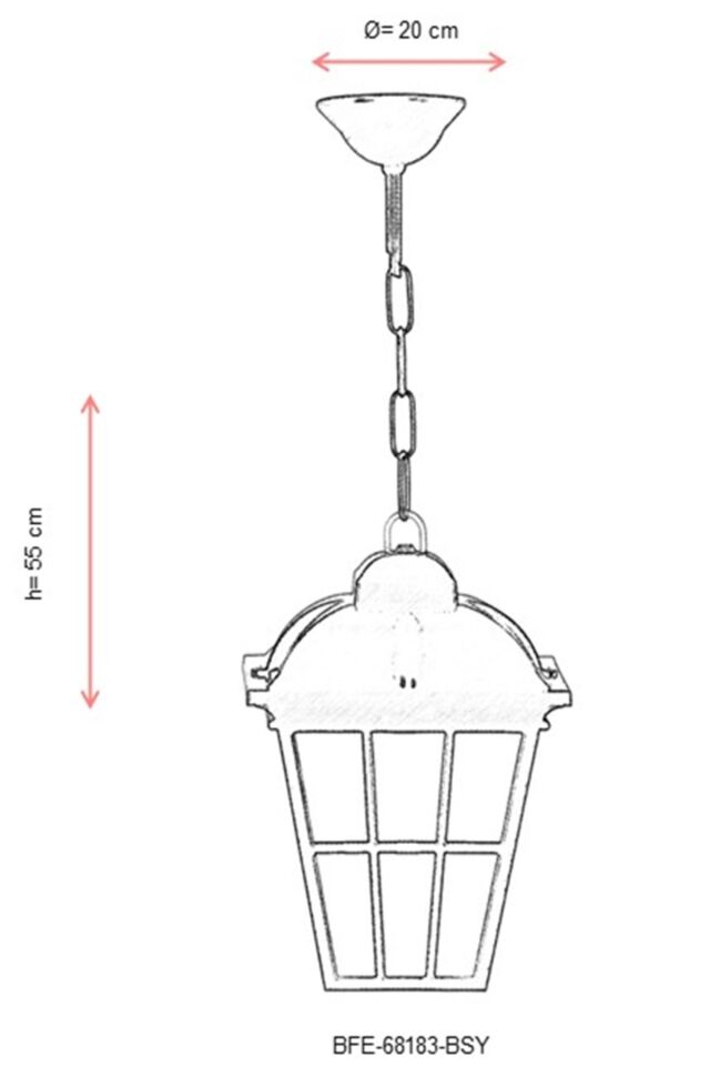 Bahçe Fenerleri E27 12W 20cm ABS Siyah Dorbien-BFE-68183-BSY