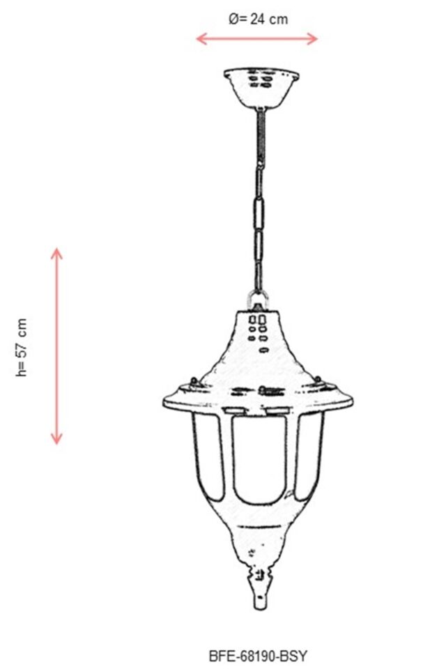 Bahçe Fenerleri E27 12W 24cm ABS Siyah Dorbien-BFE-68190-BSY