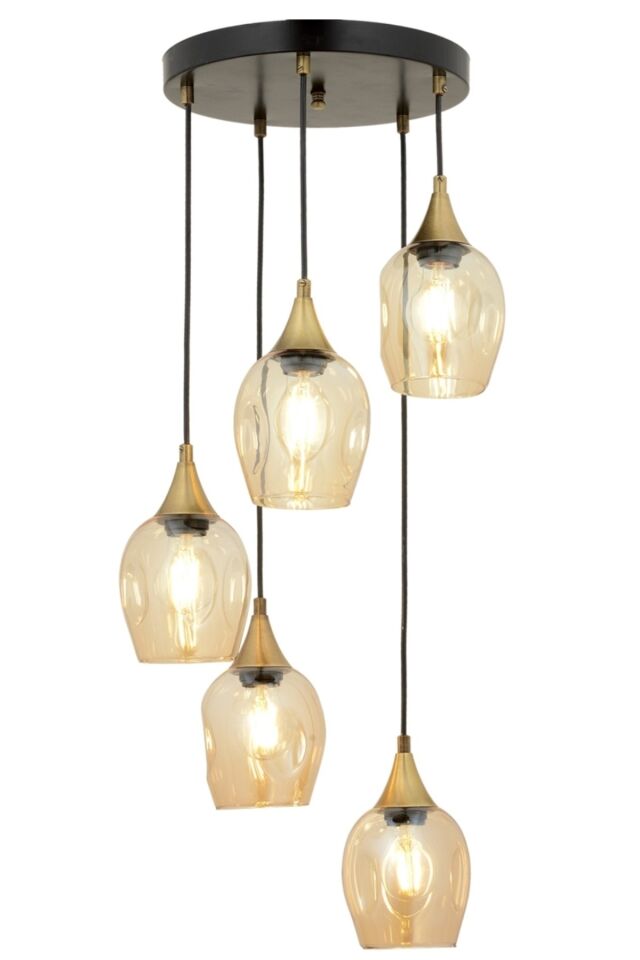 Selvi Modern Avize E27 60W 40cm Metal Siyah Dorbien-AV-65234-5T-BSY