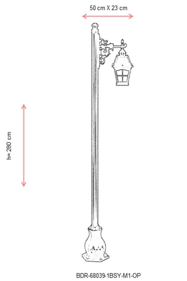 Bahçe Direkleri E27 12W 50x23cm Alüminyum Siyah Dorbien-BDR-68039-1BSY-M1-OP