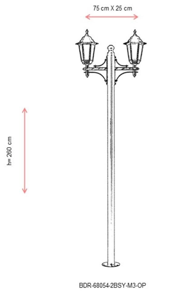 Bahçe Direkleri E27 24W 75x25cm Alüminyum Sarı/Siyah Dorbien-BDR-68054-2BSY-M3-OP