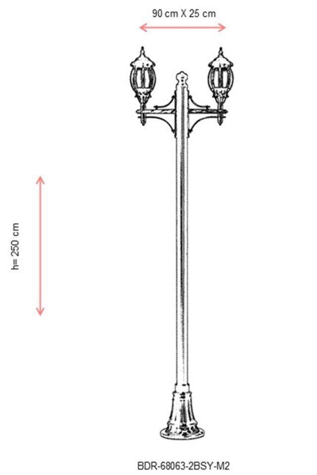 Bahçe Direkleri E27 24W 90x25cm Alüminyum Siyah Dorbien-BDR-68063-2BSY-M2