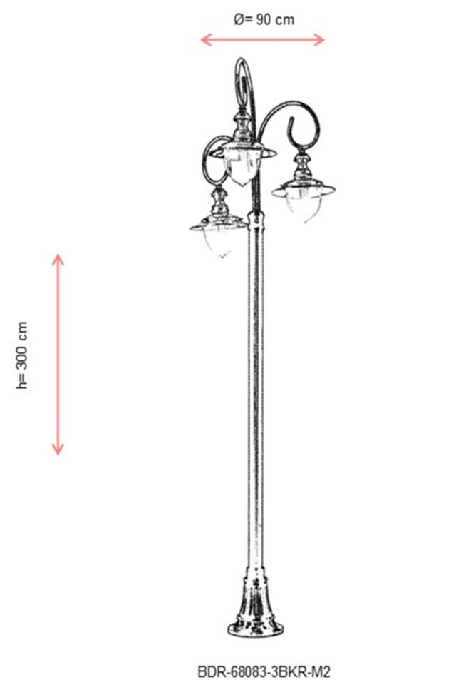 Bahçe Direkleri E27 36W 90cm Alüminyum Sarı/Siyah Dorbien-BDR-68083-3BKR-M2