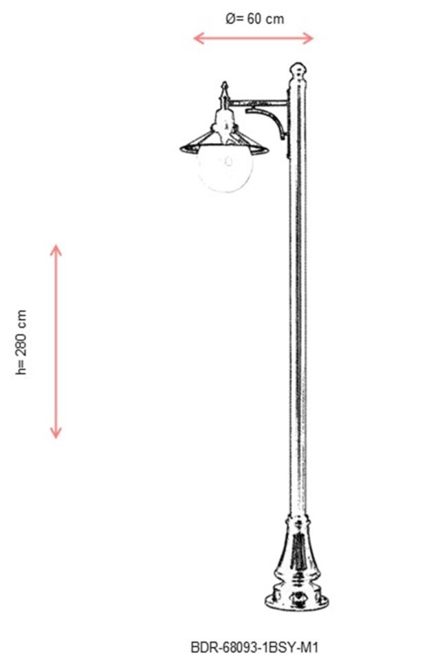 Bahçe Direkleri E27 12W 60cm Alüminyum Siyah Dorbien-BDR-68093-1BSY-M1