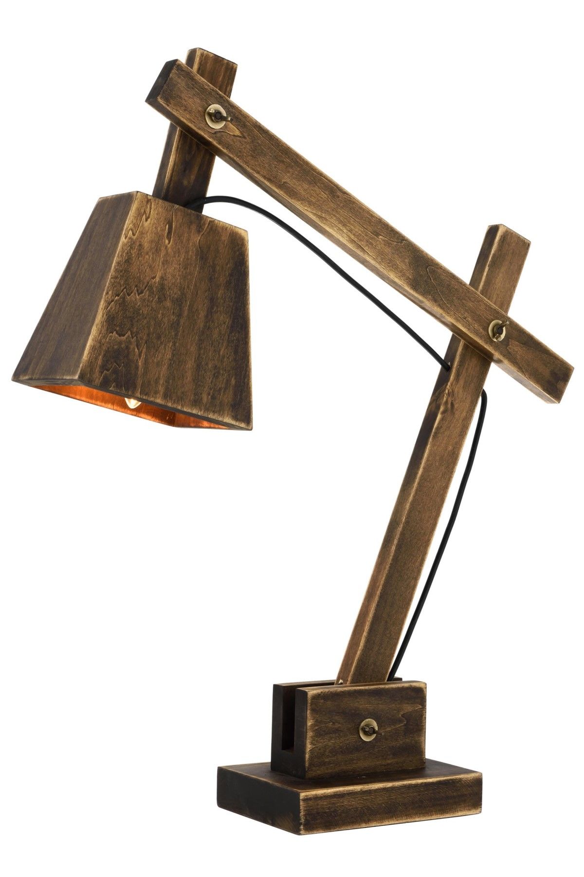Magda Çalışma Masası Lambası E14 6W 55x14cm Ahşap Eskitme Avonni-ML-9041-1E
