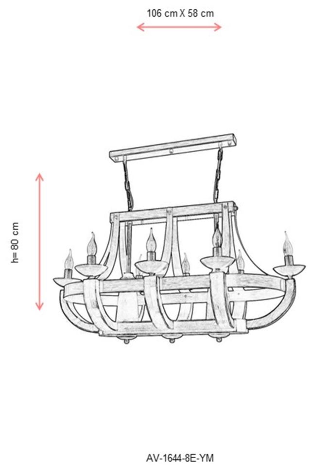 Gedik Modern Avize E14 48W 106x58cm Metal Eskitme Avonni-AV-1644-8E-YM
