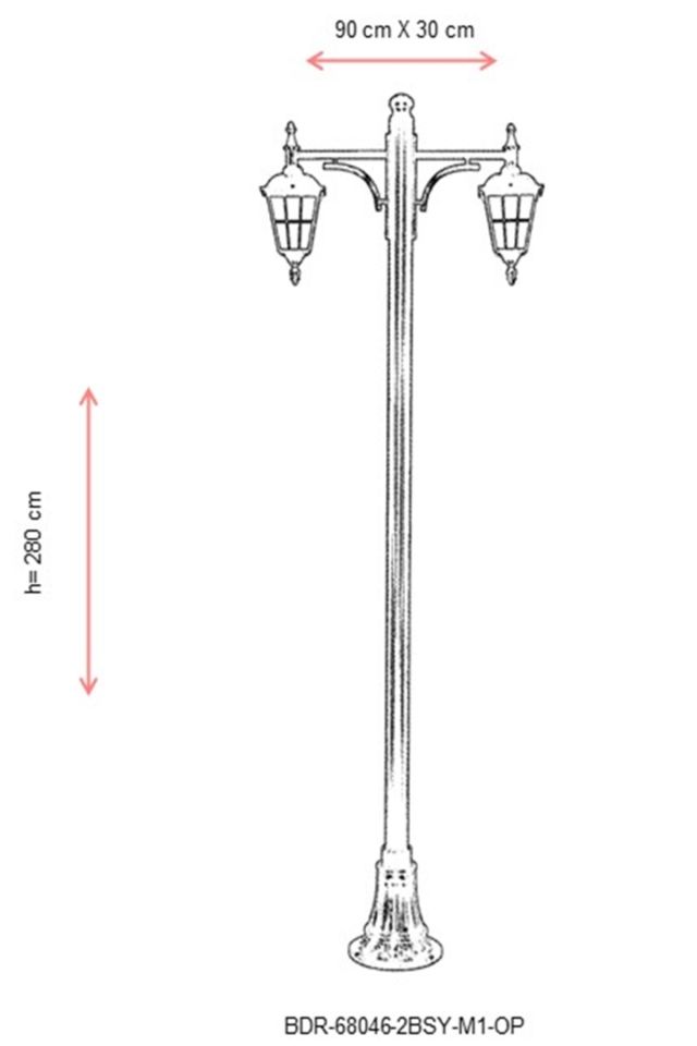Bahçe Direkleri E27 24W 90x30cm Alüminyum Siyah Dorbien-BDR-68046-2BSY-M1-OP