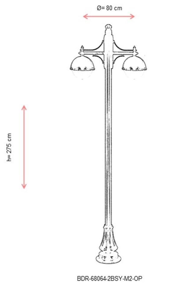 Bahçe Direkleri E27 24W 80cm Alüminyum Siyah Dorbien-BDR-68064-2BSY-M2-OP