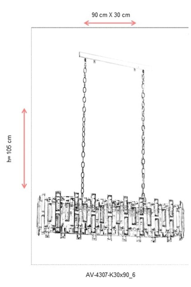 Collar Klasik Avize E14 78W 90x30cm Metal Krom Avonni-AV-4307-K30X90
