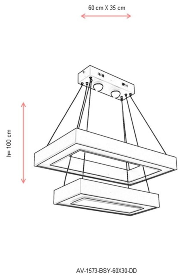 Ada Modern Avize LED 62W 60x35cm Metal Siyah Avonni-AV-1573-BSY-60X30-DD