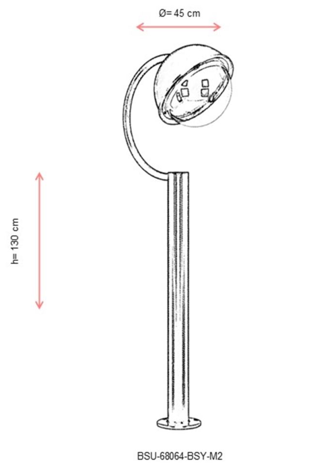 Bahçe Set Üstü Aydınlatma E27 12W 45cm Alüminyum Siyah Dorbien-BSU-68064-BSY-M2