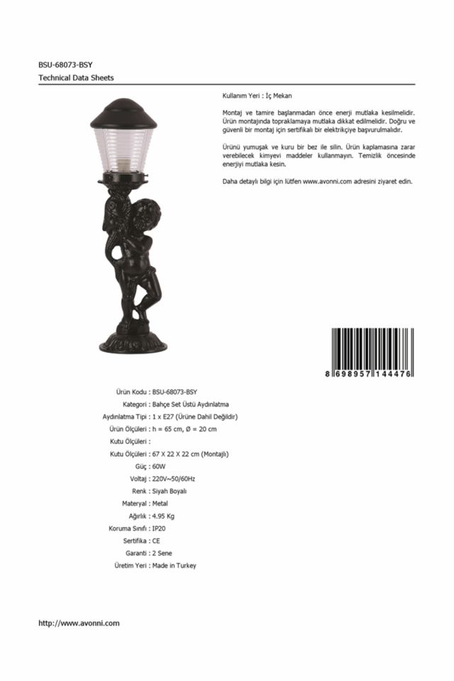 Bahçe Set Üstü Aydınlatma E27 12W 20cm Alüminyum Siyah Dorbien-BSU-68073-BSY