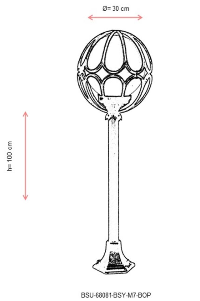 Bahçe Set Üstü Aydınlatma E27 12W 30cm ABS Siyah Dorbien-BSU-68081-BSY-M7-BOP