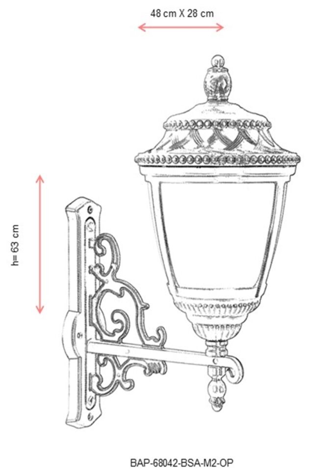 Bahçe Aplik E27 12W 48x28cm Alüminyum Sarı Dorbien-BAP-68042-BSA-M2-OP