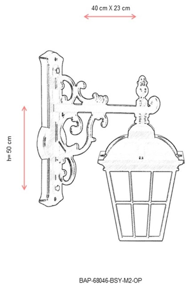 Bahçe Aplik E27 12W 40x23cm Alüminyum Siyah Dorbien-BAP-68046-BSY-M2-OP