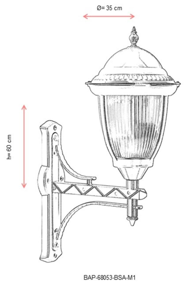 Bahçe Aplik E27 12W 35cm Alüminyum Sarı Dorbien-BAP-68053-BSA-M1