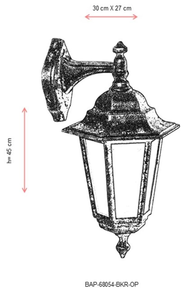 Bahçe Aplik E27 12W 30x27cm Alüminyum Kahverengi Dorbien-BAP-68054-BKR-OP