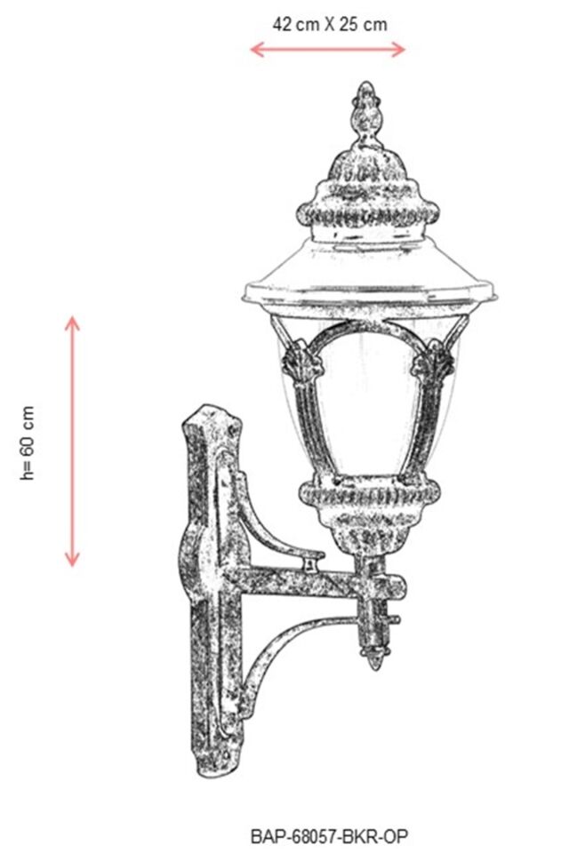 Bahçe Aplik E27 12W 42x25cm Alüminyum Kahverengi Dorbien-BAP-68057-BKR-OP