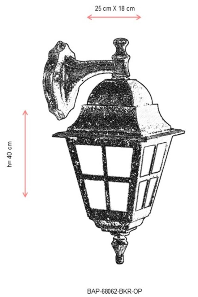 Bahçe Aplik E27 12W 25x18cm Alüminyum Kahverengi Dorbien-BAP-68062-BKR-OP