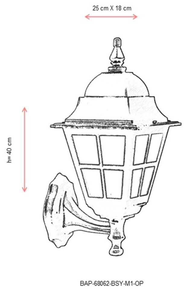 Bahçe Aplik E27 12W 25x18cm Alüminyum Siyah Dorbien-BAP-68062-BSY-M1-OP