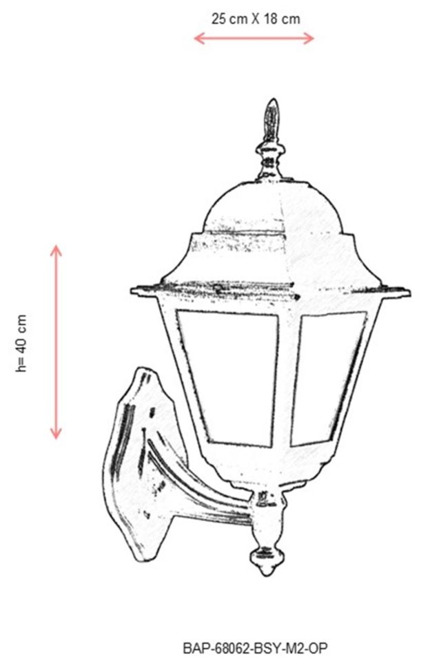 Bahçe Aplik E27 12W 25x18cm Alüminyum Siyah Dorbien-BAP-68062-BSY-M2-OP