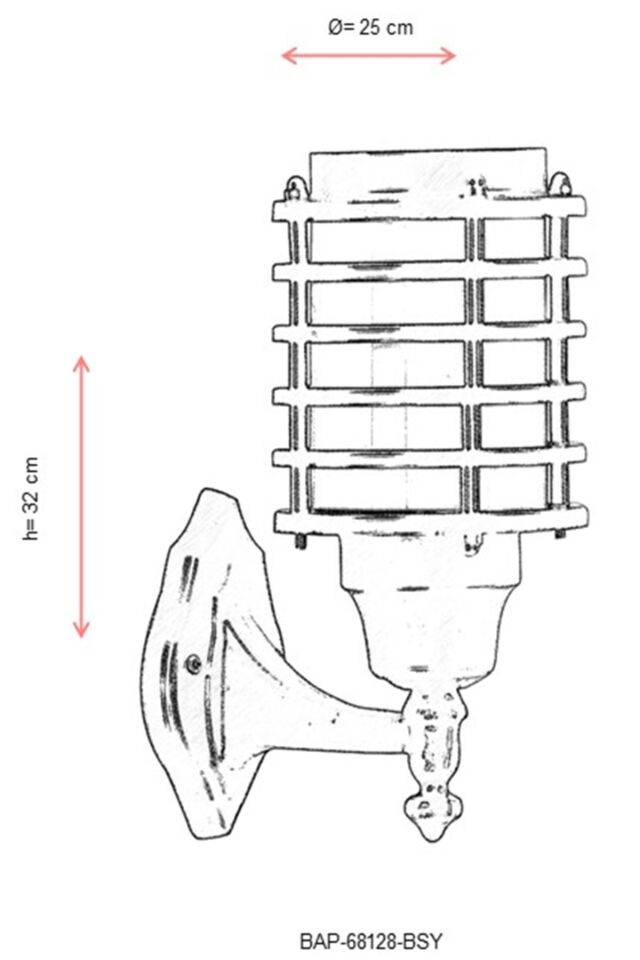 Bahçe Aplik E27 12W 25cm Alüminyum Siyah Dorbien-BAP-68128-BSY
