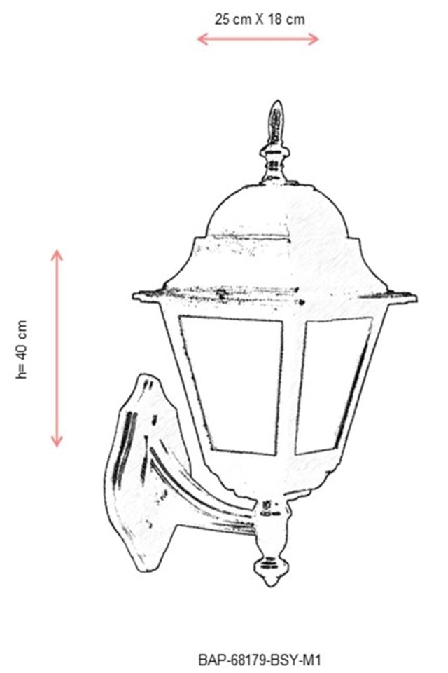 Bahçe Aplik E27 12W 25x18cm ABS Siyah Dorbien-BAP-68179-BSY-M1