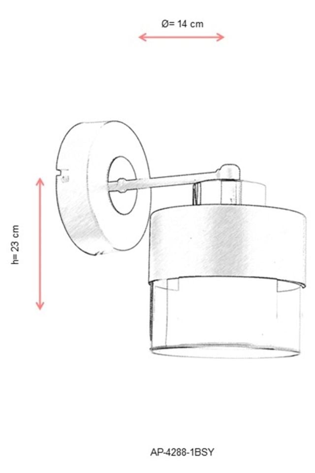 Cabin Aplik E27 12W 14x19cm Metal Siyah Avonni-AP-4288-1BSY