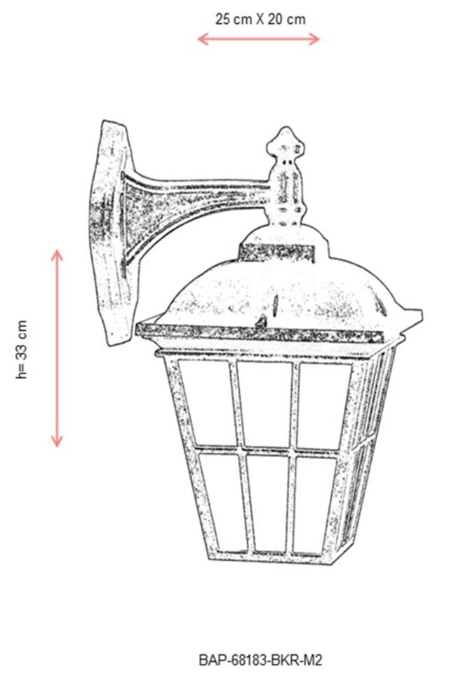 Bahçe Aplik E27 12W 25x20cm ABS Kahverengi Dorbien-BAP-68183-BKR-M2