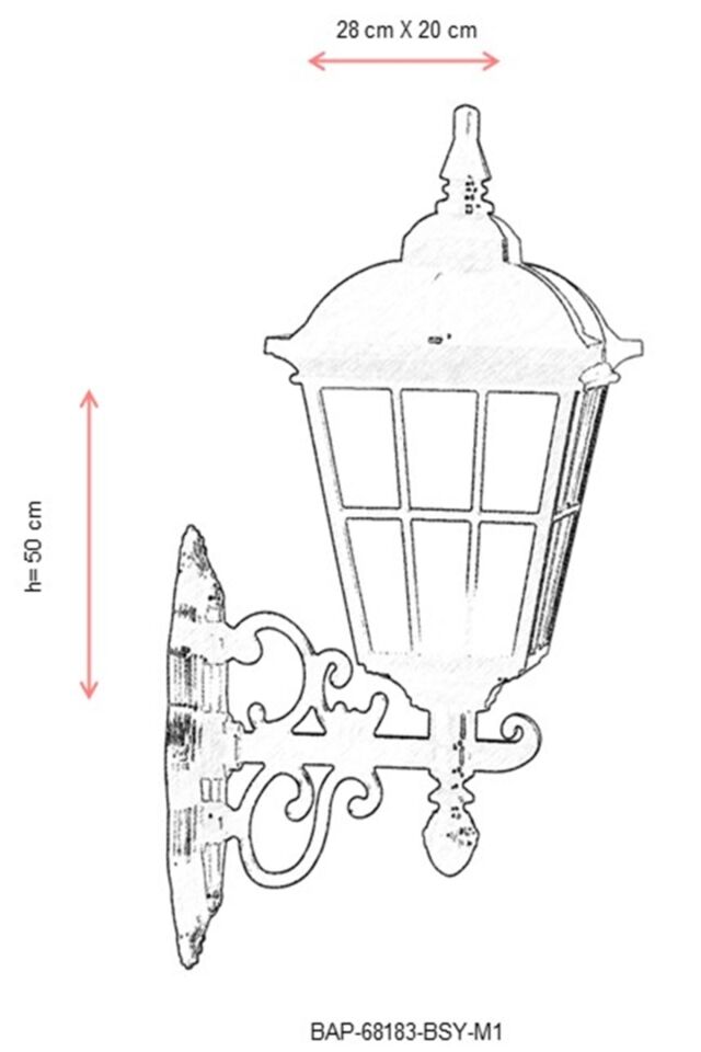 Bahçe Aplik E27 12W 28x20cm ABS Siyah Dorbien-BAP-68183-BSY-M1