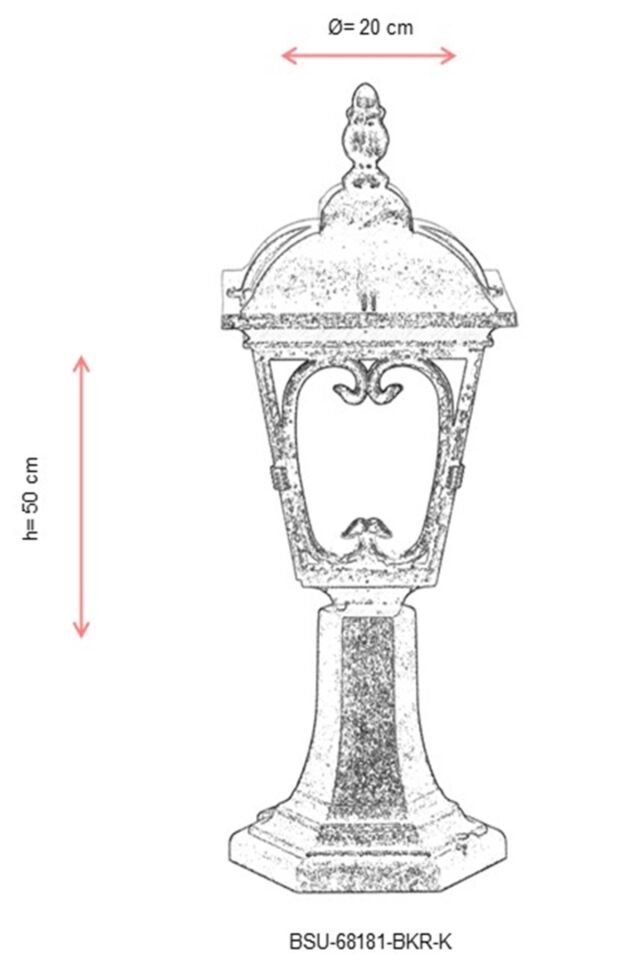 Bahçe Set Üstü Aydınlatma E27 12W 20cm ABS Kahverengi Dorbien-BSU-68181-BKR-K