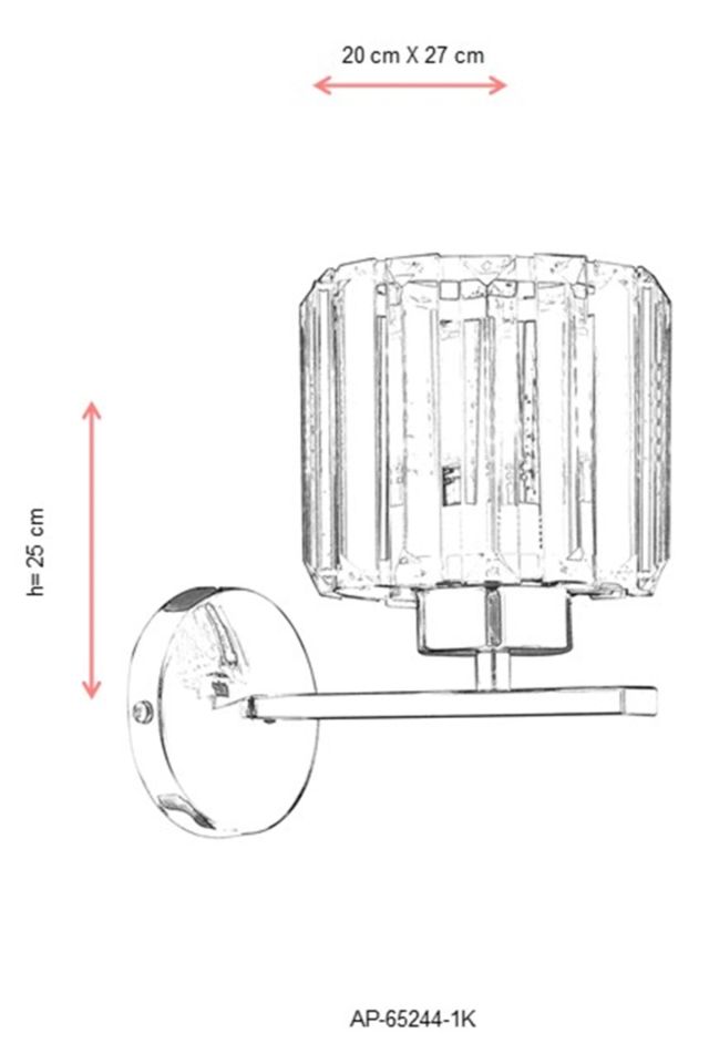 Aralık Aplik E27 12W 20x27cm Metal Krom Dorbien-AP-65244-1K
