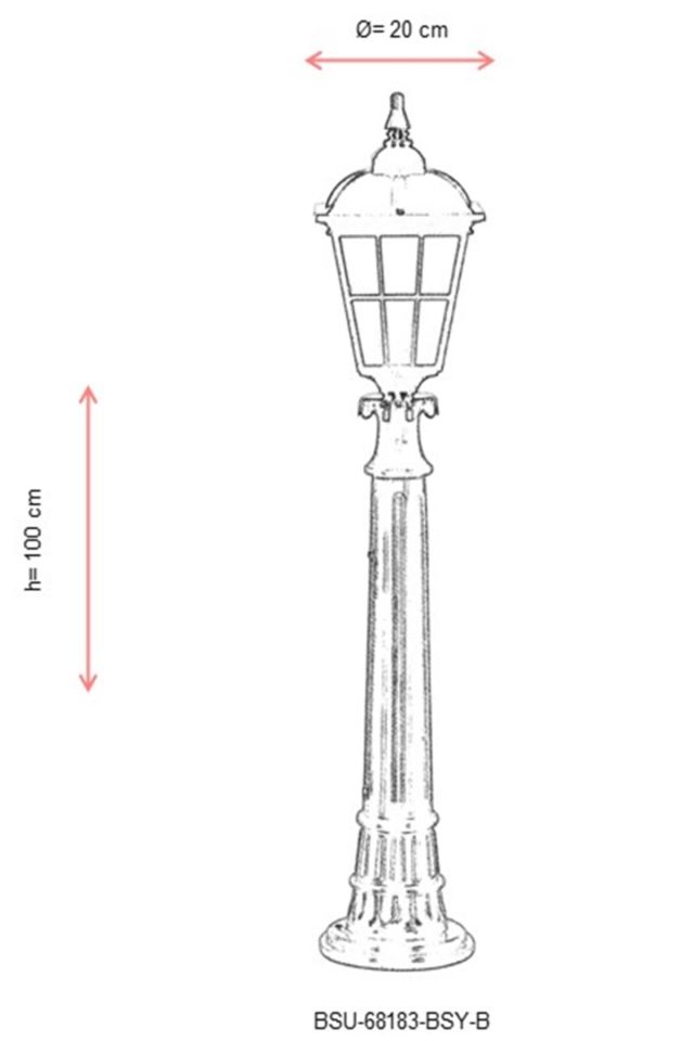 Bahçe Set Üstü Aydınlatma E27 12W 20cm ABS Siyah Dorbien-BSU-68183-BSY-B