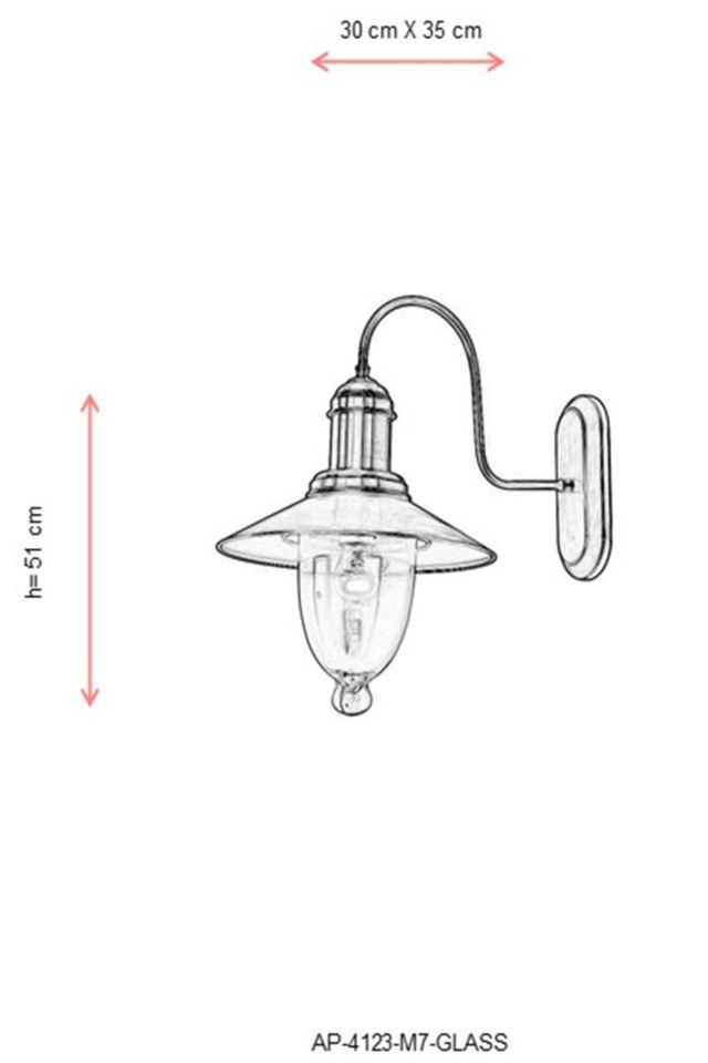 Gardenya Aplik E27 12W 30x35cm Metal Eskitme Avonni-AP-4123-M7-GLASS