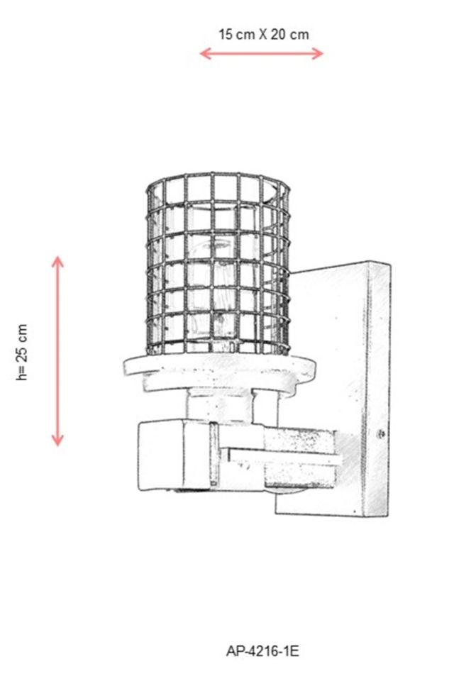 Sığınak Aplik E27 12W 15x20cm Metal Eskitme Avonni-AP-4216-1E