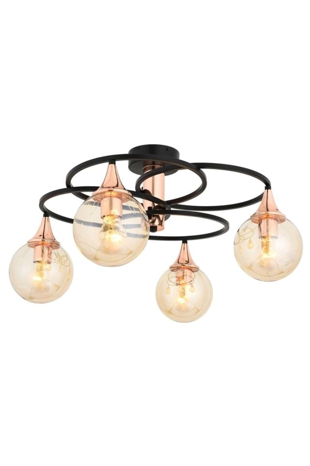 Kayık Modern Avize E27 48W 60cm Metal Siyah Avonni-AR-1661-4BSY