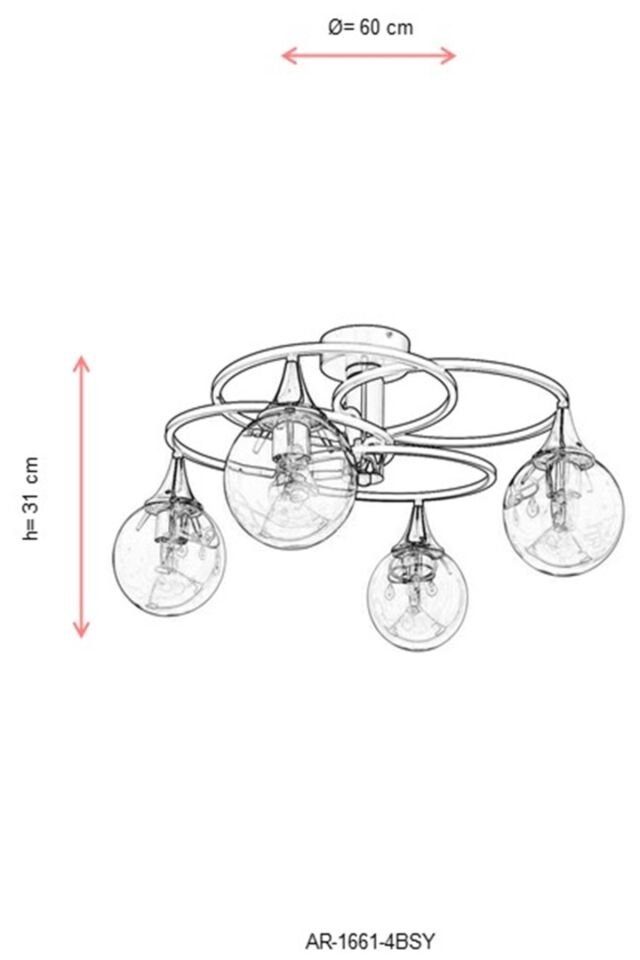 Kayık Modern Avize E27 48W 60cm Metal Siyah Avonni-AR-1661-4BSY