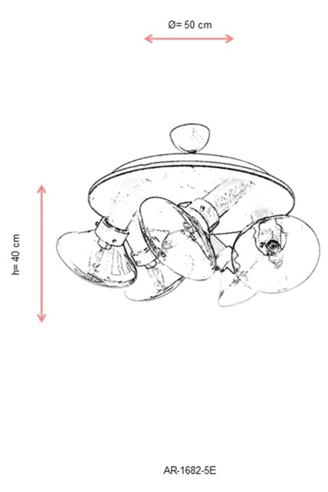 Mushroom Modern Avize E14 30W 50cm Metal Eskitme Avonni-AR-1682-5E